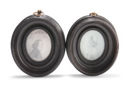 A PAIR OF GEORGE III PORTRAIT MINIATURES, facing dexter and sinister, each inscribed verso, "