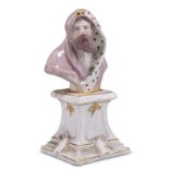 AFTER ORAZIO MARINALI, A MINIATURE PORCELAIN ALLEGORICALÿBUST OF WINTER, depicting the bust of a