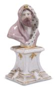 AFTER ORAZIO MARINALI, A MINIATURE PORCELAIN ALLEGORICALÿBUST OF WINTER, depicting the bust of a