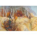PENNY MCLEAN, "AUTUMN WOODS",ÿsigned lower right, label attached verso, oil on canvas, framed.