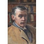 BRITISH SCHOOL (CIRCA 1900), PORTRAIT OF A GENTLEMAN IN A LIBRARY,ÿoil on canvas laid on board,