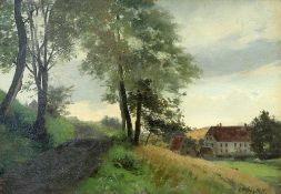 JACOB N™BBE (FLENSBURG, 1850-1919), LANDSCAPES, two oils on canvas, each signed lower right and