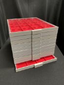 Ten LINDNER stacking coin trays