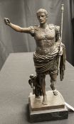 A 20th century patinated metal figure of Augustus Caesar