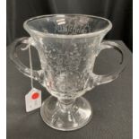 AN ENGRAVED GLASS LOVING CUP