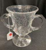 AN ENGRAVED GLASS LOVING CUP