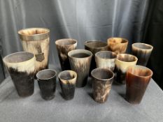 THIRTEEN 19TH CENTURY AND LATER HORN BEAKERS