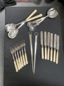 ASSORTED BONE-HANDLED SILVER-PLATED FLATWARE