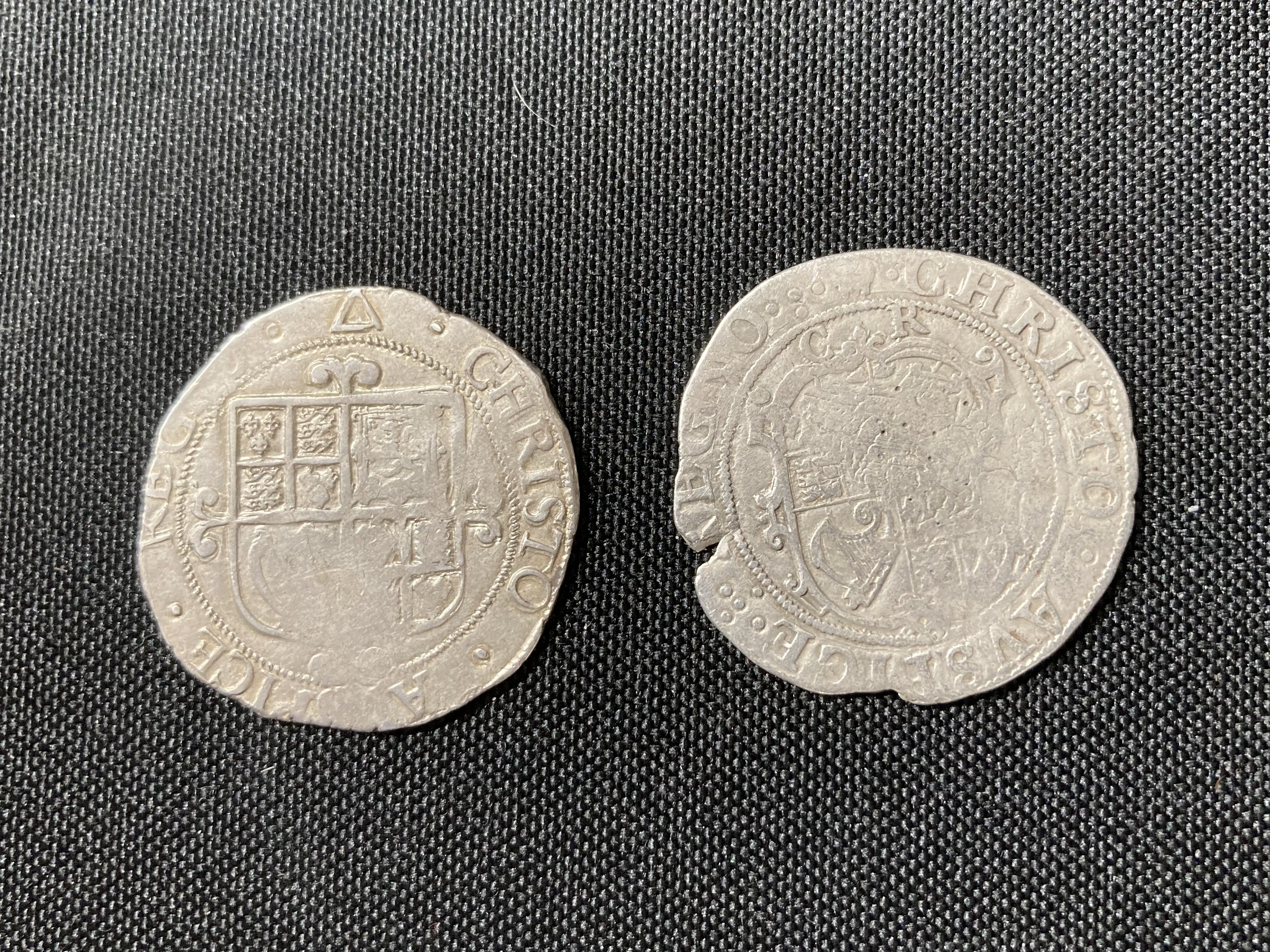 2 x Charles I shillings