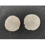 2 x Charles I shillings