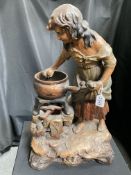 AN AUSTRIAN COLD PAINTED TERRACOTTA LARGE FIGURAL TABLE LAMP