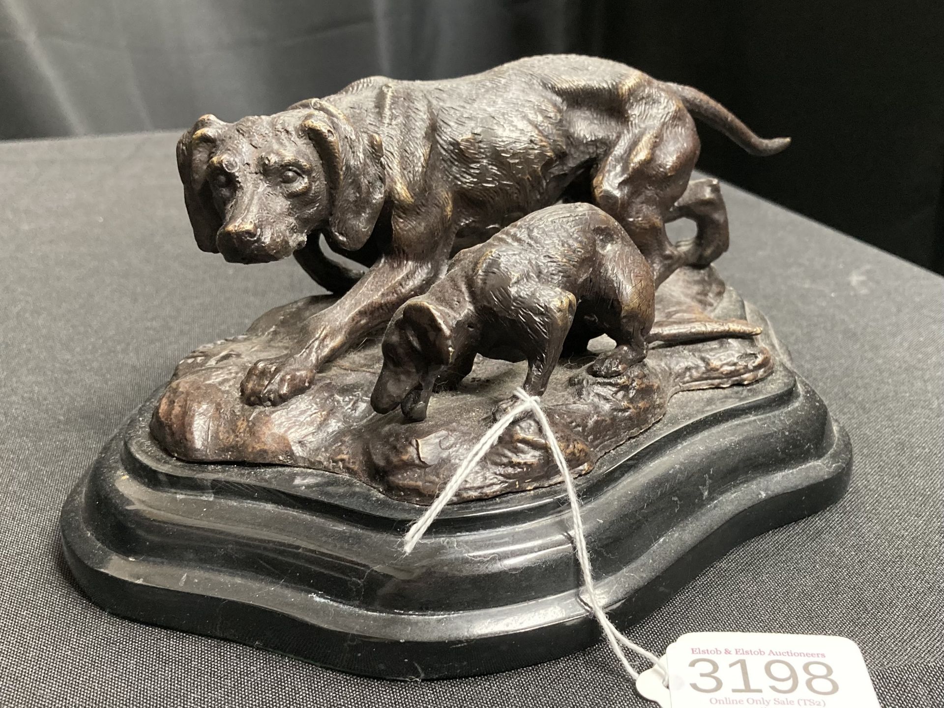 AFTER BARYE, A BRONZE OF HUNTING DOGS - Image 2 of 2