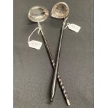 A GEORGE III PROVINCIAL SILVER TODDY LADLE AND ANOTHER LADLE