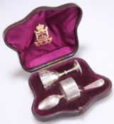 A VICTORIAN CASED SILVER CHRISTENING SET