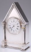 A J.W. BENSON SILVER-PLATED MANTEL CLOCK