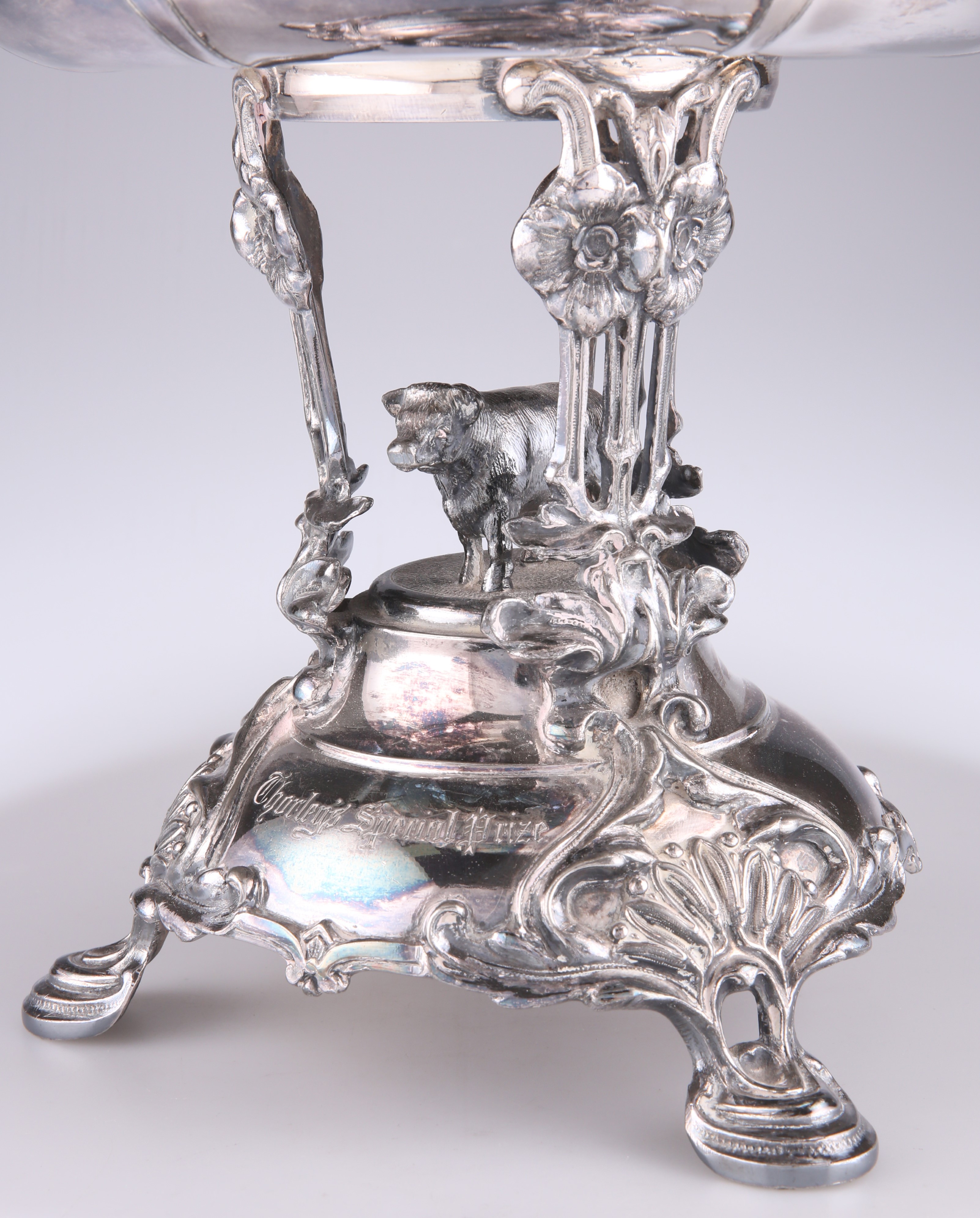 A LARGE VICTORIAN SILVER-PLATED TROPHY CENTREPIECE - Image 2 of 2