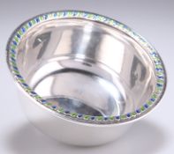 A GEORGE V SILVER AND ENAMEL BOWL