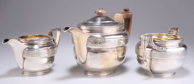 A GEORGE III SILVER THREE-PIECE TEA SERVICE