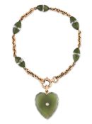 A NEPHRITE AND ROCK CRYSTAL BRACELET