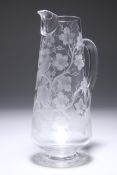 A 19TH CENTURY GLASS JUG, PROBBALY STOURBRIDGE