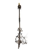 A GILDED WROUGHT IRON STANDARD LAMP, PROBABLY SPANISH, LATE 19TH CENTURY