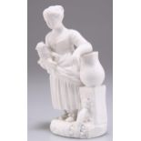 A BISCUIT PORCELAIN FIGURE OF CHILD, PROBABLY ROCKINGHAM