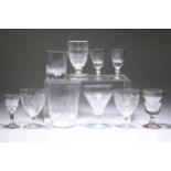 NINE VARIOUS 19TH CENTURY DRINKING GLASSES AND A VASE