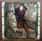 A LEADED STAINED GLASS WINDOW