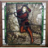 A LEADED STAINED GLASS WINDOW
