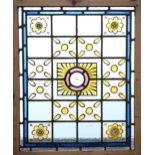 A LEADED STAINED GLASS WINDOW