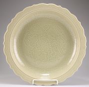 A CHINESE LARGE CELADON DISH