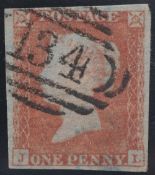 1d Red-Brown 4 Margin with the 134 BRISTOL CANCEL