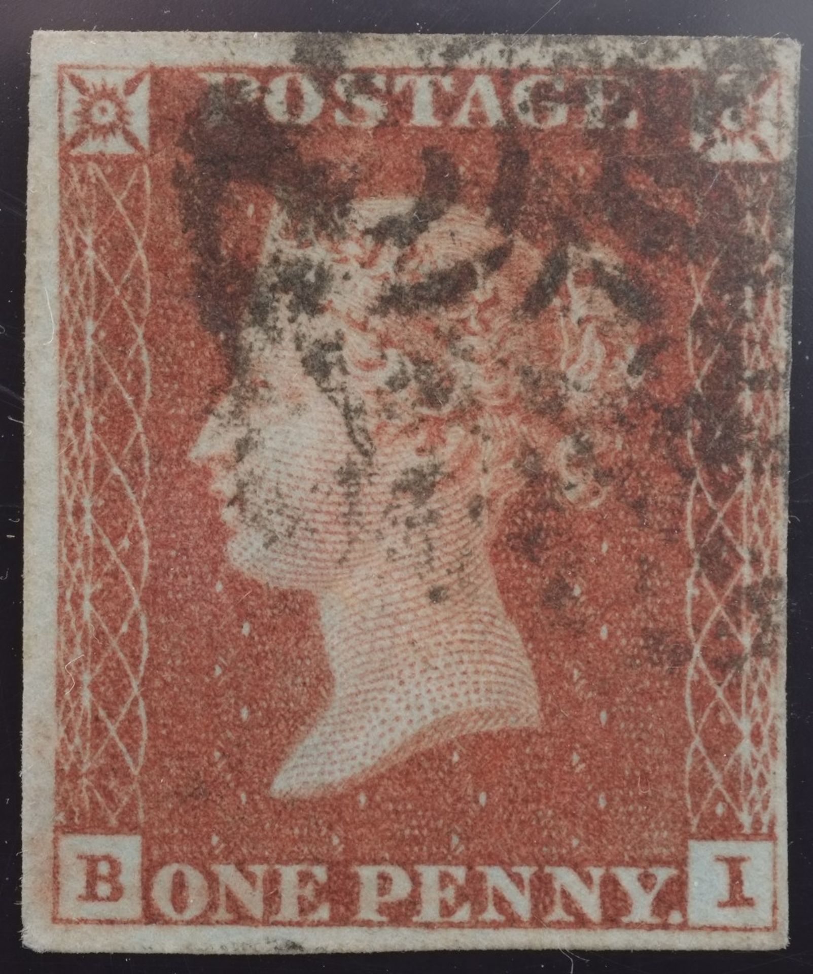 1d Red-Brown Plate 11 Lettered BI 4 Margin Black MX