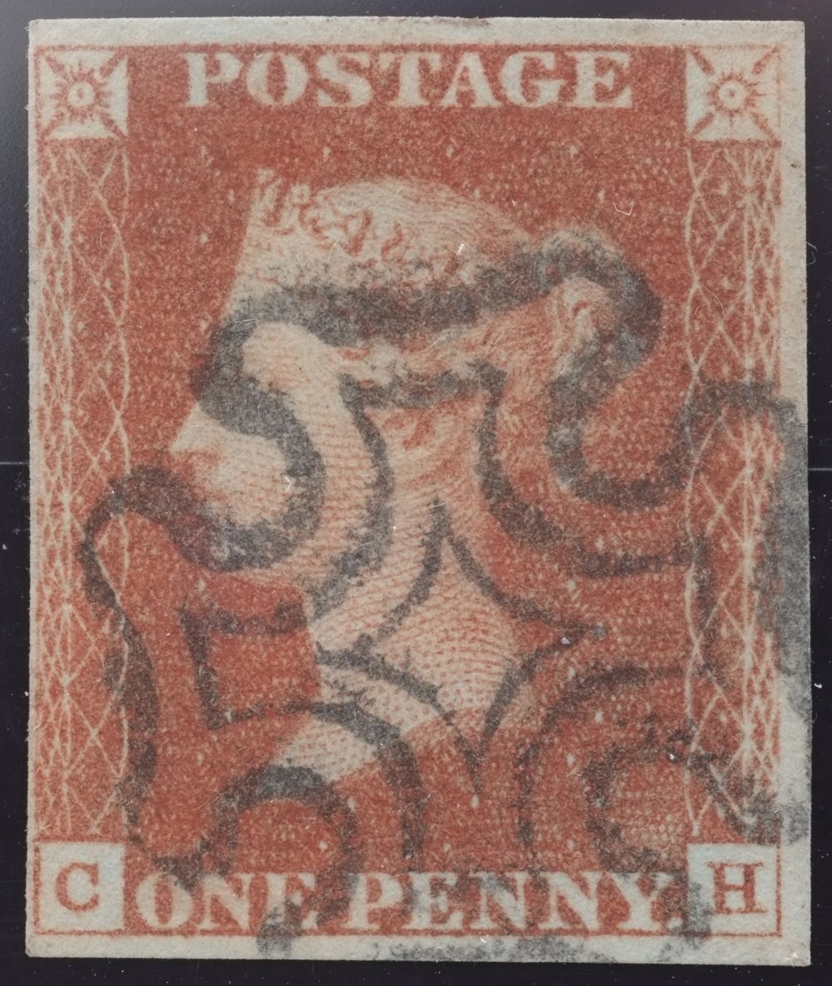 1d Red-Brown Plate 11 Lettered CH 4 Margin Black MX