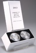 Coin Collection 2013 American Eagle Silver Dollars 2 x 1oz in presentation pack.