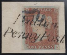 1d Red-Brown Plate 23 on piece POULTON PENNY POST