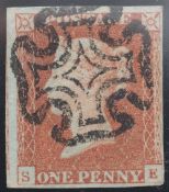 1d Red-Brown BS12 Plate 23 Lettered SE just 4 Margin with PERTH MX
