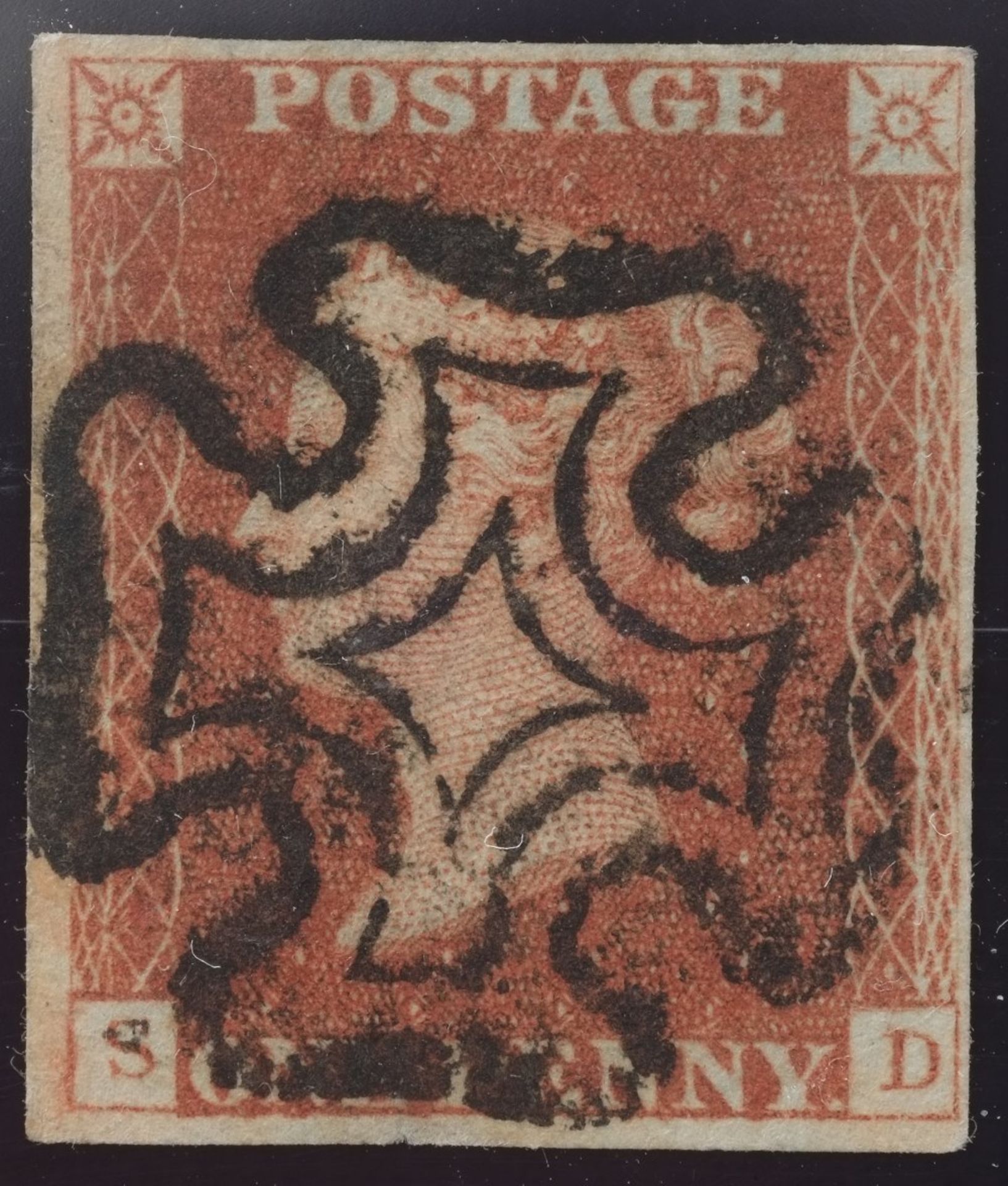 1d Red-Brown lettered SD (Roller Flaw) 4 Margin fine Black MX