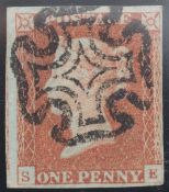 1d Red-Brown BS12 Plate 23 Lettered SE just 4 Margin with PERTH MX