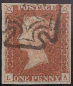 1d Red-Brown BS17 Plate 28 Type 1 Lettered LA. 4 Margin BELFAST MX