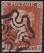 1d Red-Brown plate 5 Lettered MI (First State) 4 margin fine black MX