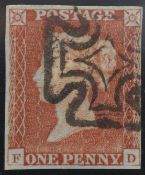 1d Red-Brown BS17 Type 2 Lettered FD 4 Margin BELFAST MX