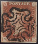 1d Red-Brown lettered SD (Roller Flaw) 4 Margin fine Black MX