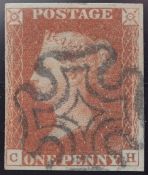 1d Red-Brown Plate 11 Lettered CH 4 Margin Black MX