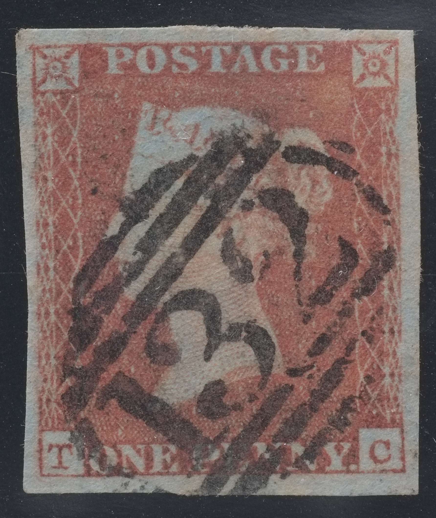1d Red-Brown 4 Margin with the 132 BRIGHTON CANCEL