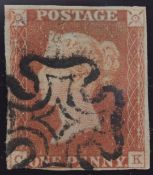 1d Red-Brown Plate 10 Lettered CK 3 Margin Black MX