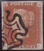 1d Red-Brown Plate 11 Lettered SC (Roller Flaw) 4 Margin Black MX