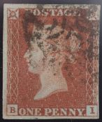 1d Red-Brown Plate 11 Lettered BI 4 Margin Black MX