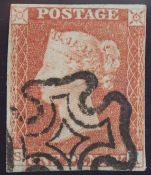 1d Red plate 1B Lettered SK 3 1/2 margin fine black MX