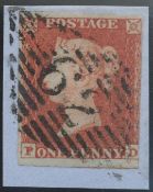 1d Red-Brown on piece 4 Margin THE BELFAST SPLIT CANCEL SCARCE